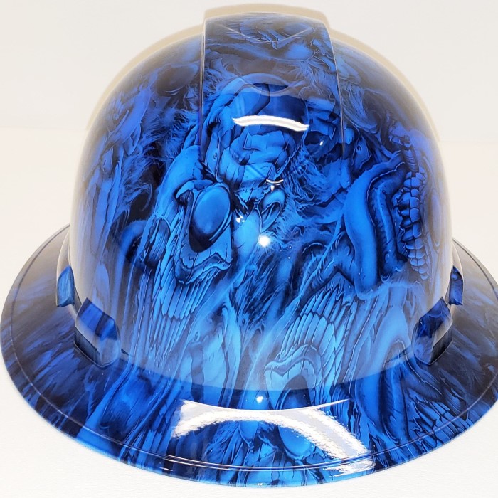 blue hard hat